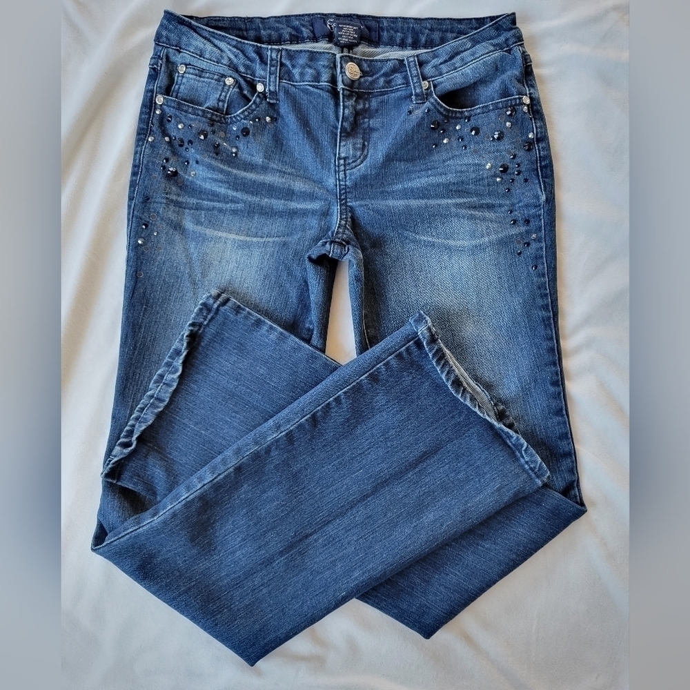 Earl Jeans blue embellished dark wash jeans 11 - Picture 2 of 11